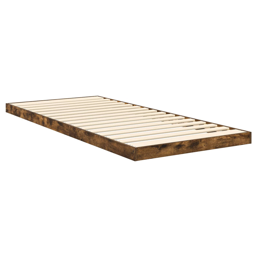 Vloer bedframe Gerookt eiken 75 x 190 cm Bewerkt hout