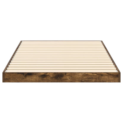 Vloer bedframe Gerookt eiken 75 x 190 cm Bewerkt hout