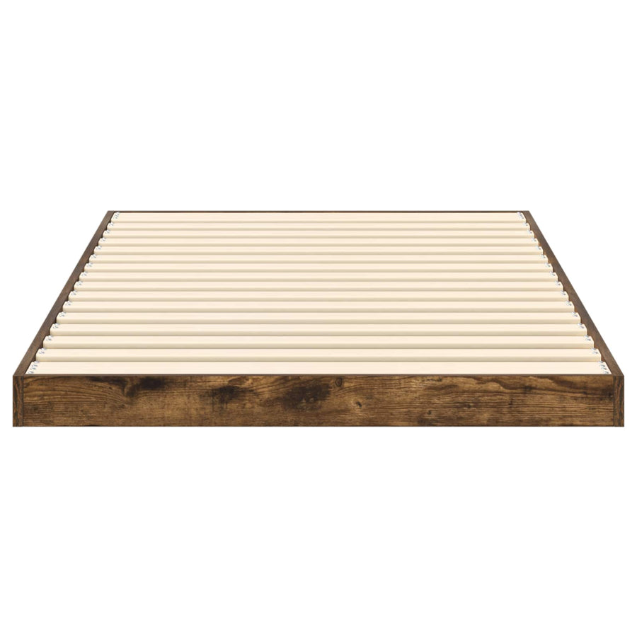 Vloer bedframe Gerookt eiken 75 x 190 cm Bewerkt hout