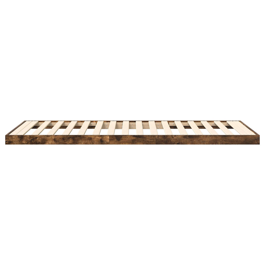 Vloer bedframe Gerookt eiken 75 x 190 cm Bewerkt hout