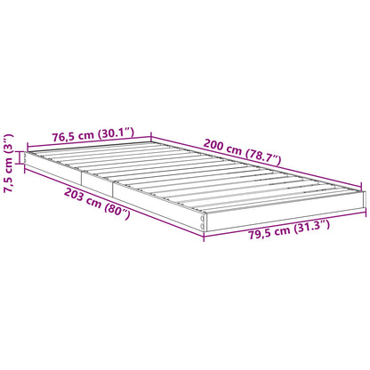 Vloer bedframe Sonoma 75 x 190 cm Bewerkt hout