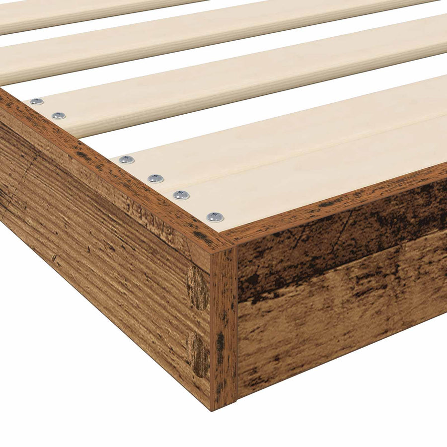 Vloer bedframe Oudhout 75 x 190 cm Bewerkt hout
