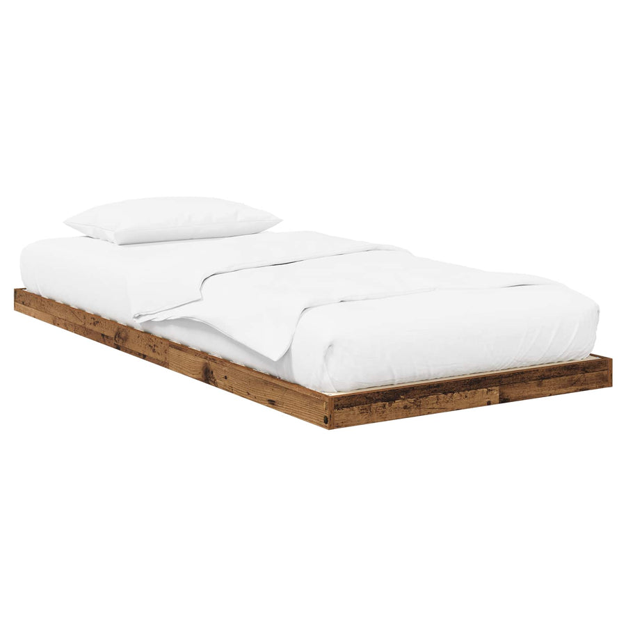 Vloer bedframe Oudhout 75 x 190 cm Bewerkt hout