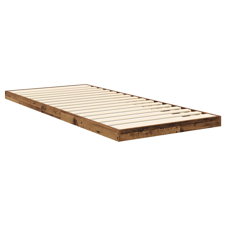 Vloer bedframe Oudhout 75 x 190 cm Bewerkt hout