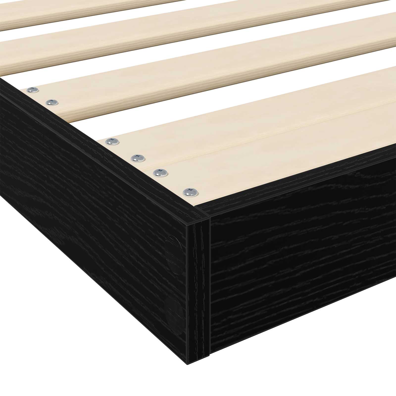 Vloer bedframe Zwart Eiken 90 x 190 cm Bewerkt hout