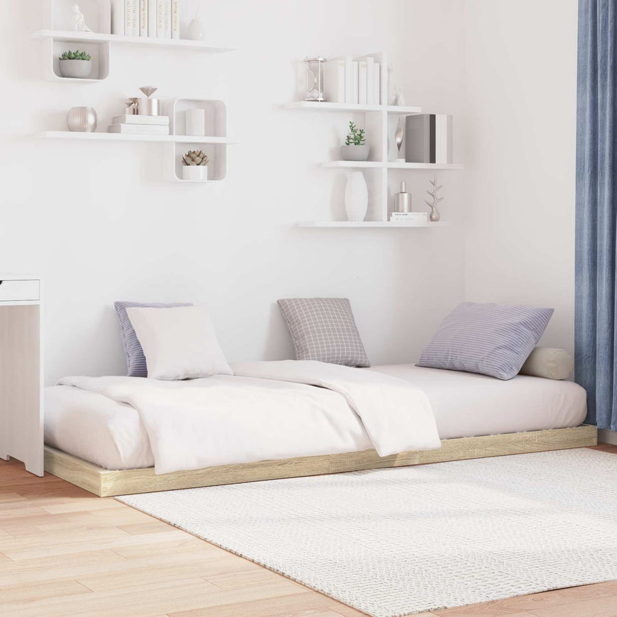 Vloer bedframe Sonoma Eiken 90 x 200 cm Bewerkt hout