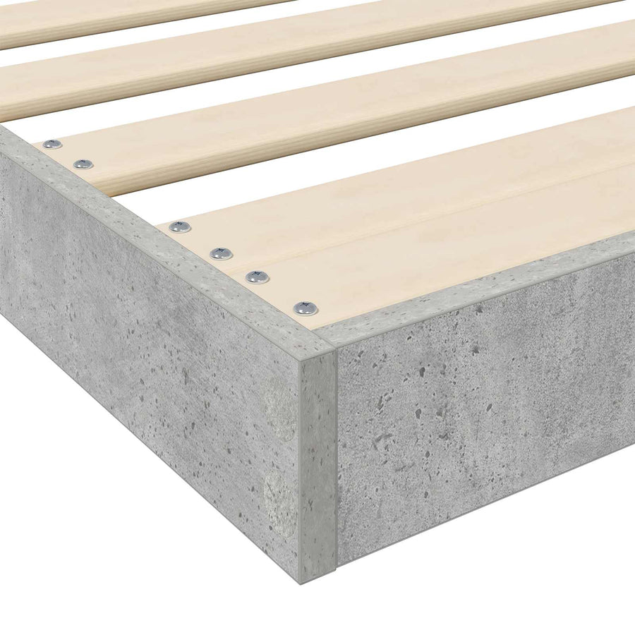 Vloer bedframe Beton 90 x 190 cm Bewerkt hout