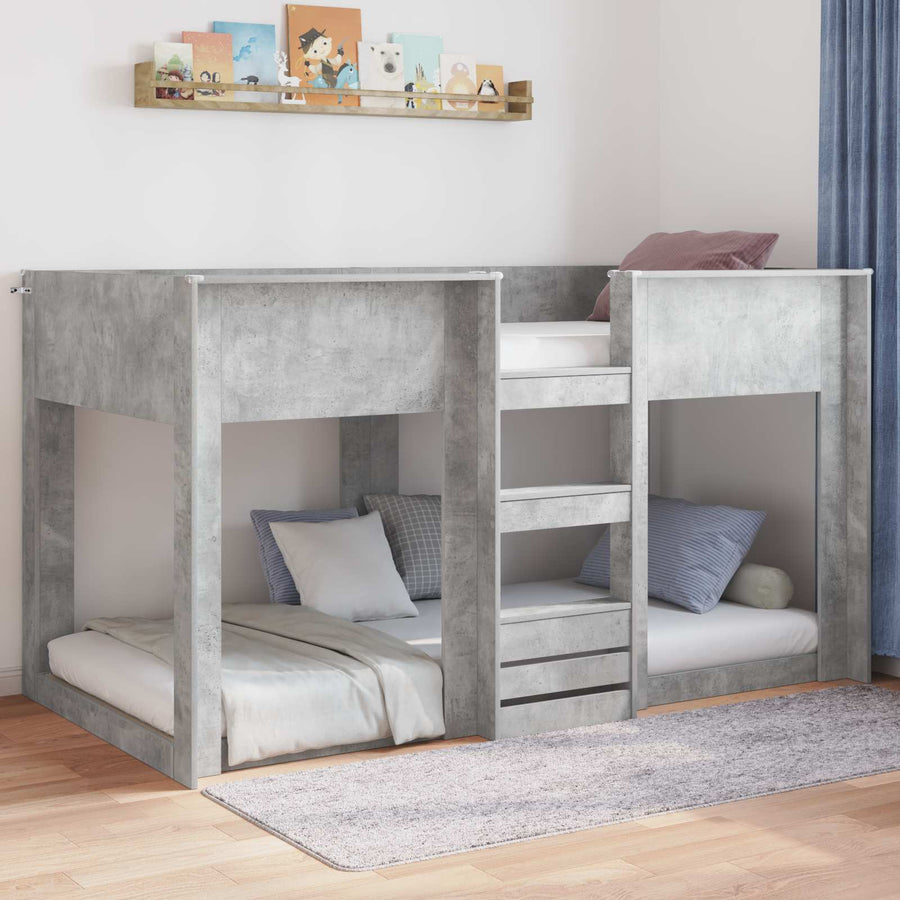 Vloer bedframe Beton 90 x 190 cm Bewerkt hout