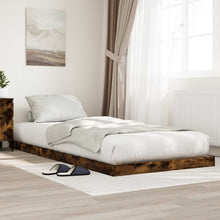 Vloer bedframe Gerookt eiken 90 x 190 cm Bewerkt hout