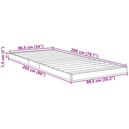 Vloer bedframe Sonoma 90 x 190 cm Bewerkt hout