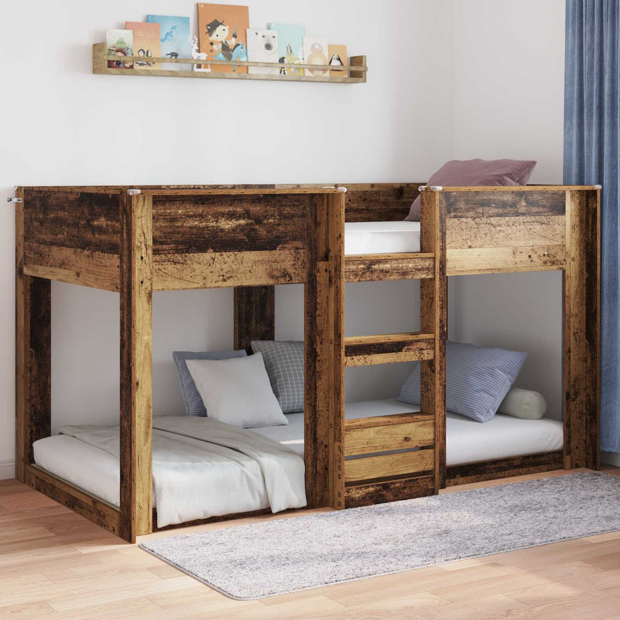 Vloer bedframe Oudhout 90 x 200 cm Bewerkt hout