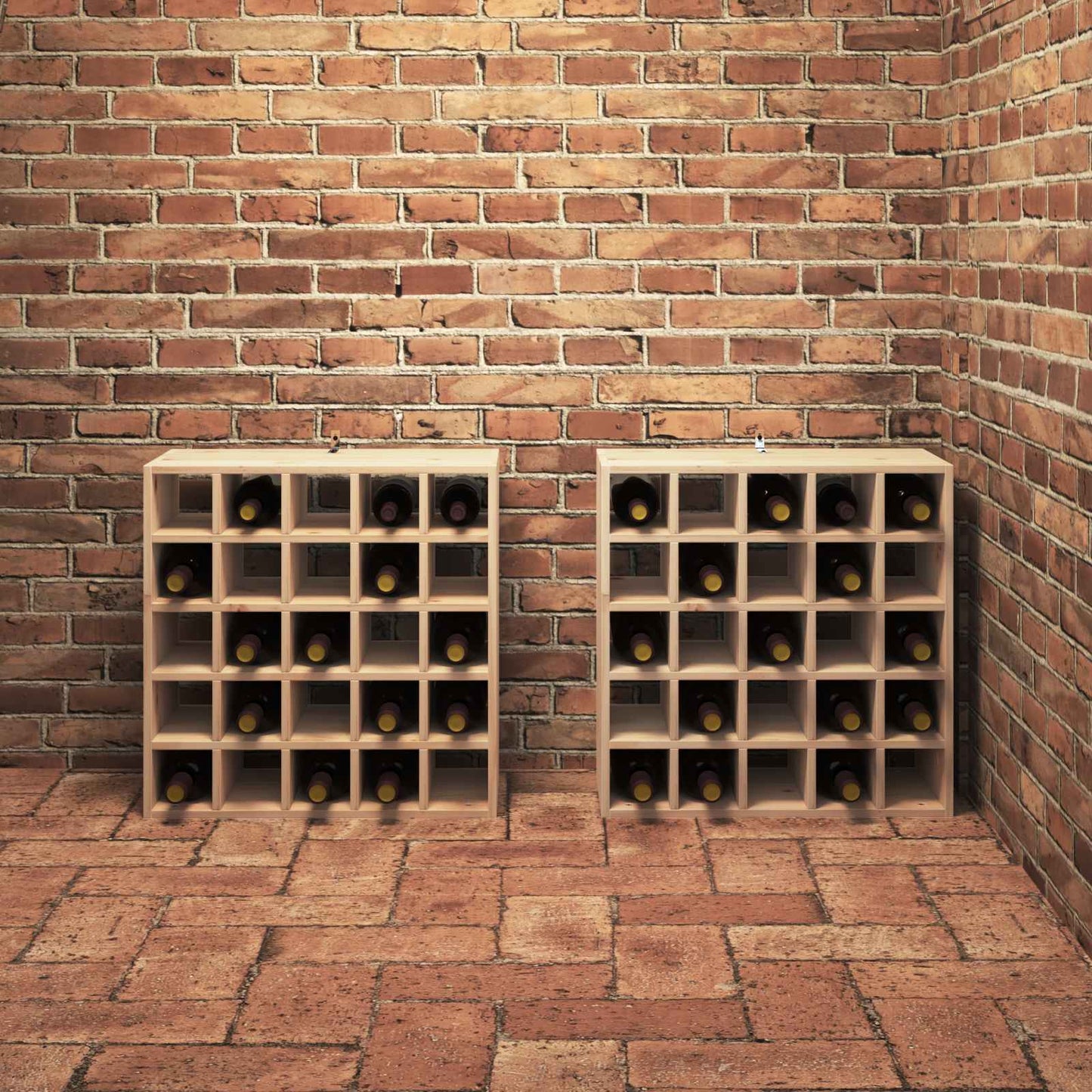 Wijnrek 2 pcs Naturel 56 x 25 x 56 cm Massief grenenhout