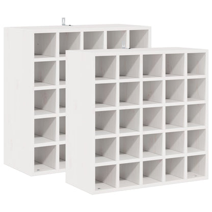 Wijnrek 2 pcs Wit 56 x 25 x 56 cm Massief grenenhout