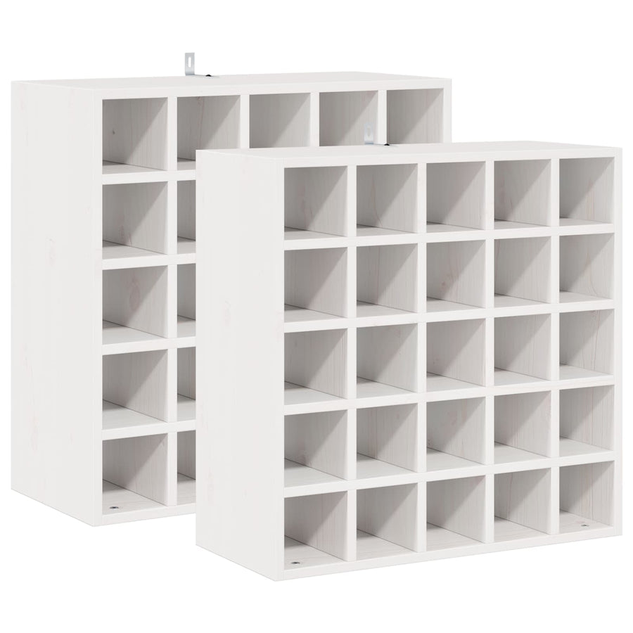 Wijnrek 2 pcs Wit 56 x 25 x 56 cm Massief grenenhout