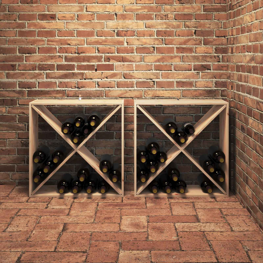 Wijnrek 2 pcs Naturel 62 x 25 x 62 cm Massief grenenhout