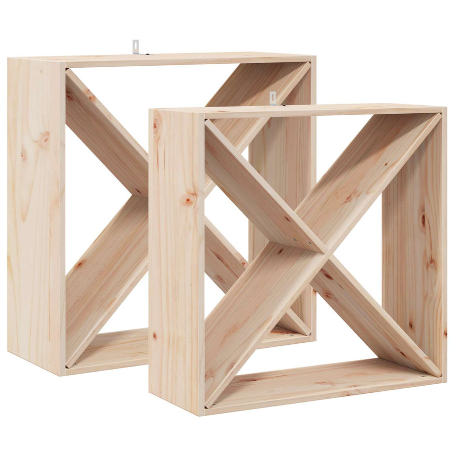 Wijnrek 2 pcs Naturel 62 x 25 x 62 cm Massief grenenhout