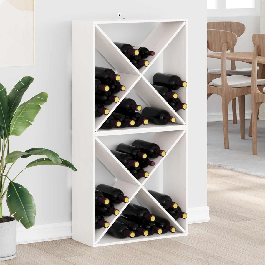 Wijnrek 2 pcs Wit 62 x 25 x 62 cm Massief grenenhout