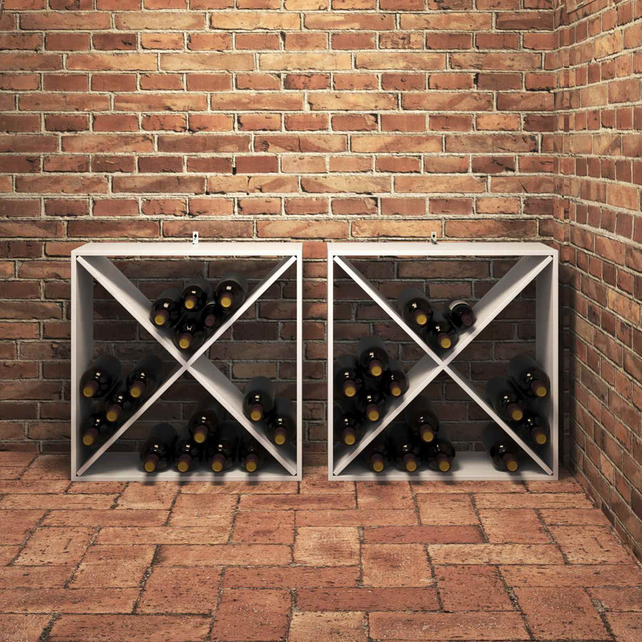 Wijnrek 2 pcs Wit 62 x 25 x 62 cm Massief grenenhout