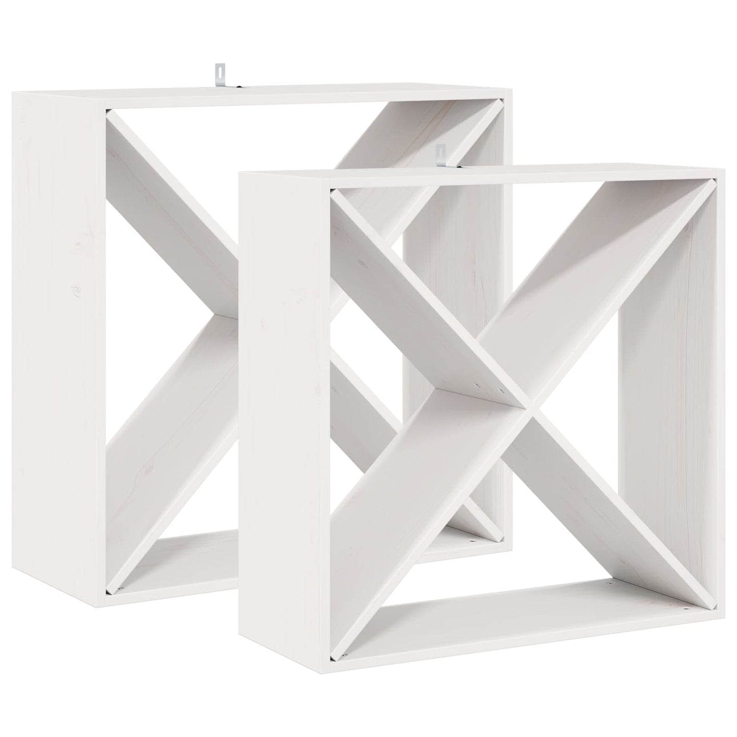 Wijnrek 2 pcs Wit 62 x 25 x 62 cm Massief grenenhout