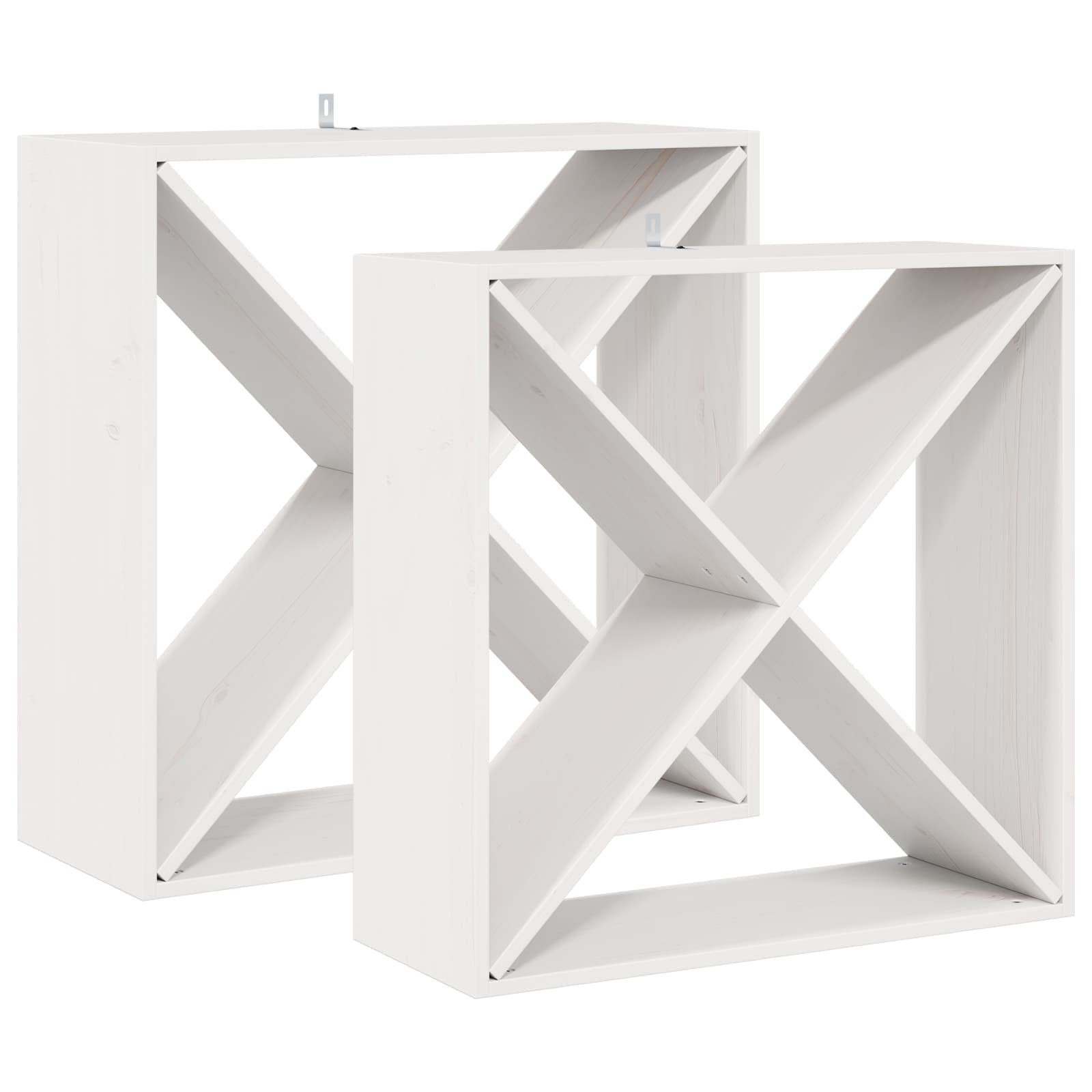 Wijnrek 2 pcs Wit 62 x 25 x 62 cm Massief grenenhout