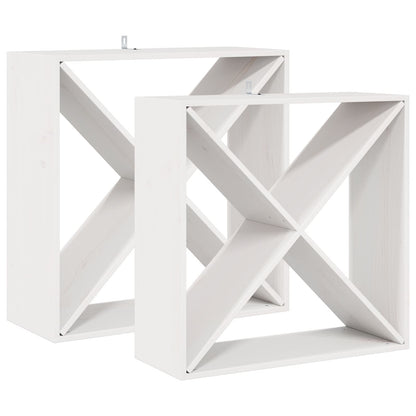 Wijnrek 2 pcs Wit 62 x 25 x 62 cm Massief grenenhout