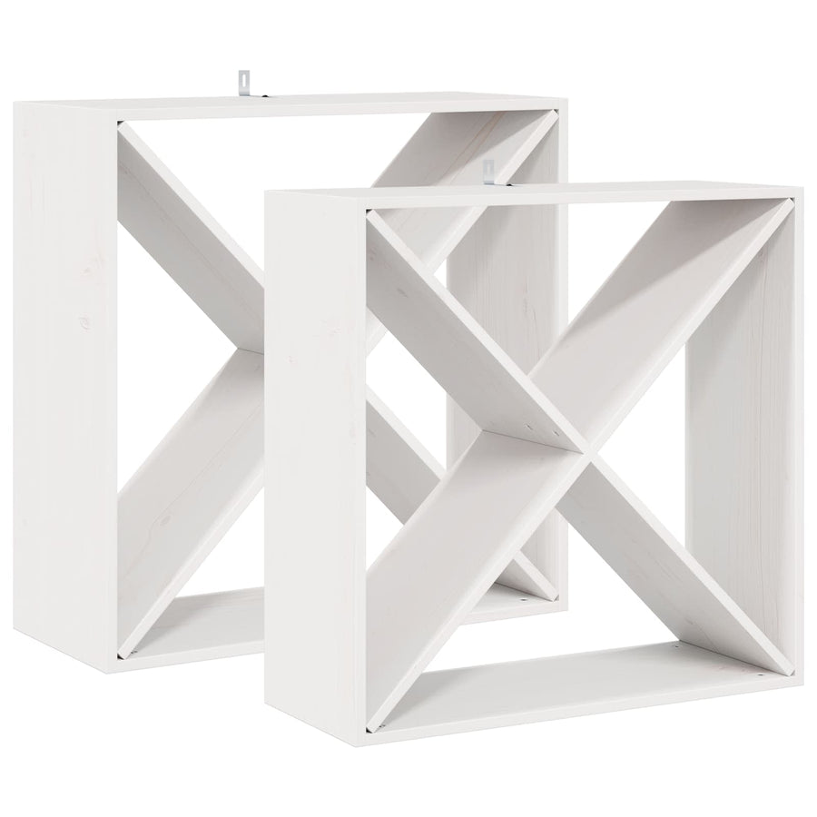 Wijnrek 2 pcs Wit 62 x 25 x 62 cm Massief grenenhout