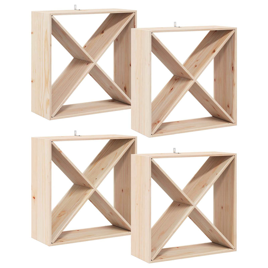 Wijnrek 4 pcs Naturel 62 x 25 x 62 cm Massief grenenhout
