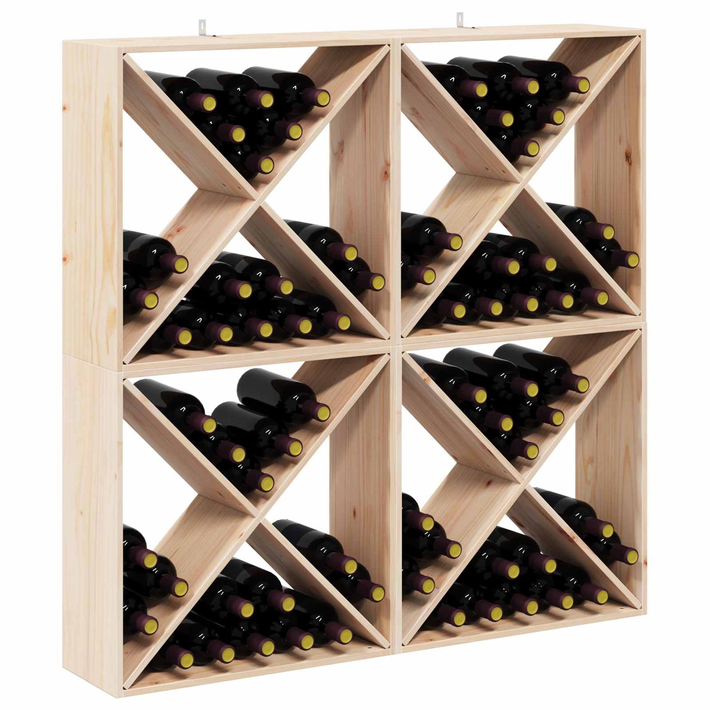 Wijnrek 4 pcs Naturel 62 x 25 x 62 cm Massief grenenhout