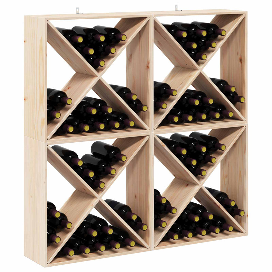 Wijnrek 4 pcs Naturel 62 x 25 x 62 cm Massief grenenhout