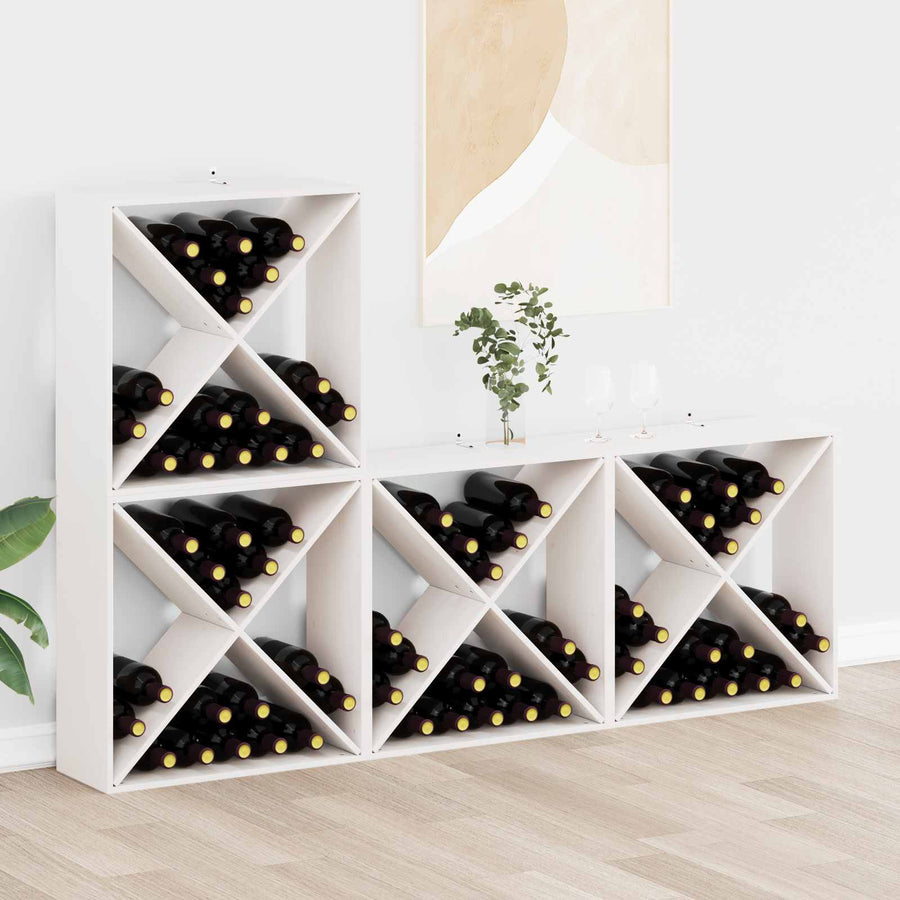 Wijnrek 4 pcs Wit 62 x 25 x 62 cm Massief grenenhout