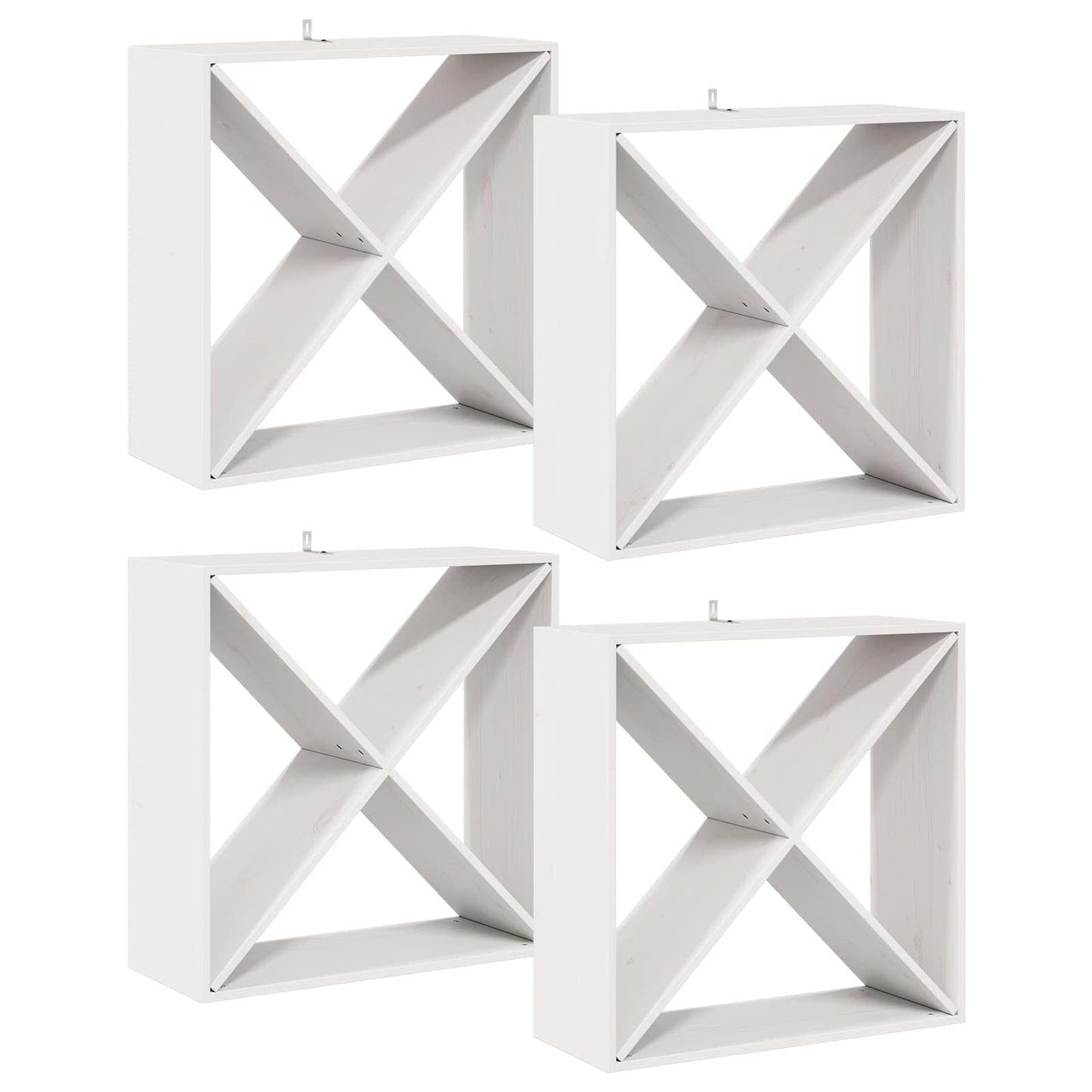 Wijnrek 4 pcs Wit 62 x 25 x 62 cm Massief grenenhout