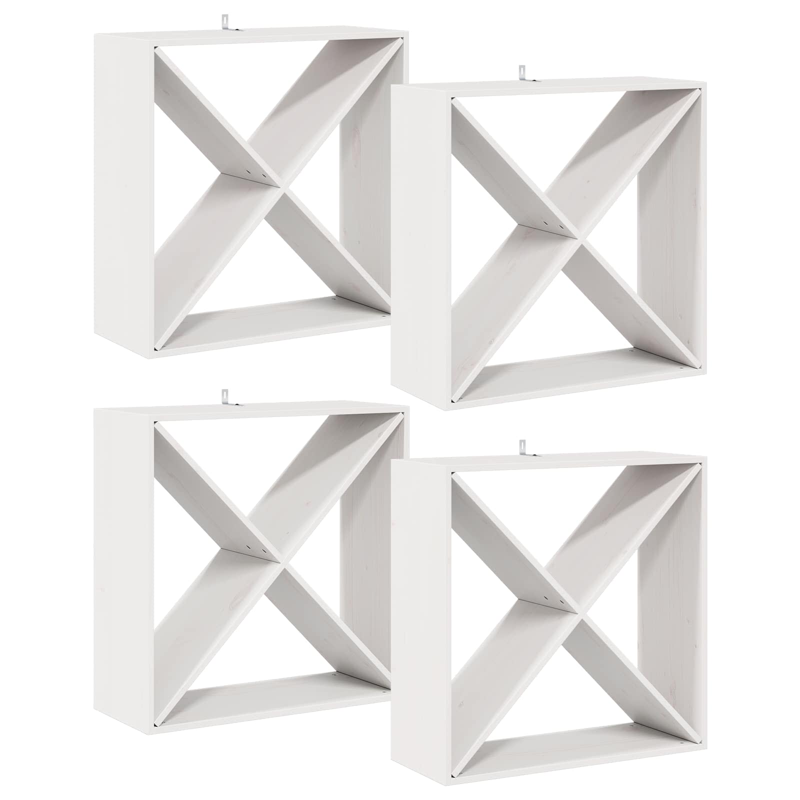 Wijnrek 4 pcs Wit 62 x 25 x 62 cm Massief grenenhout
