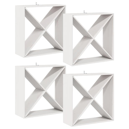 Wijnrek 4 pcs Wit 62 x 25 x 62 cm Massief grenenhout