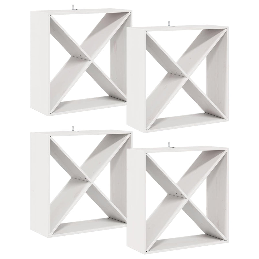 Wijnrek 4 pcs Wit 62 x 25 x 62 cm Massief grenenhout