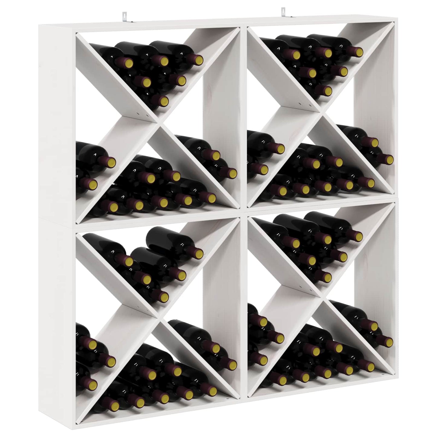 Wijnrek 4 pcs Wit 62 x 25 x 62 cm Massief grenenhout