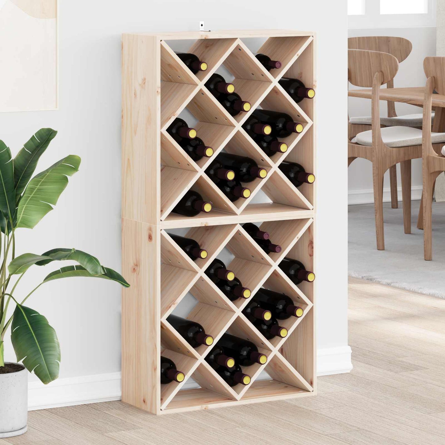 Wijnrek 2 pcs Naturel 62 x 25 x 62 cm Massief grenenhout