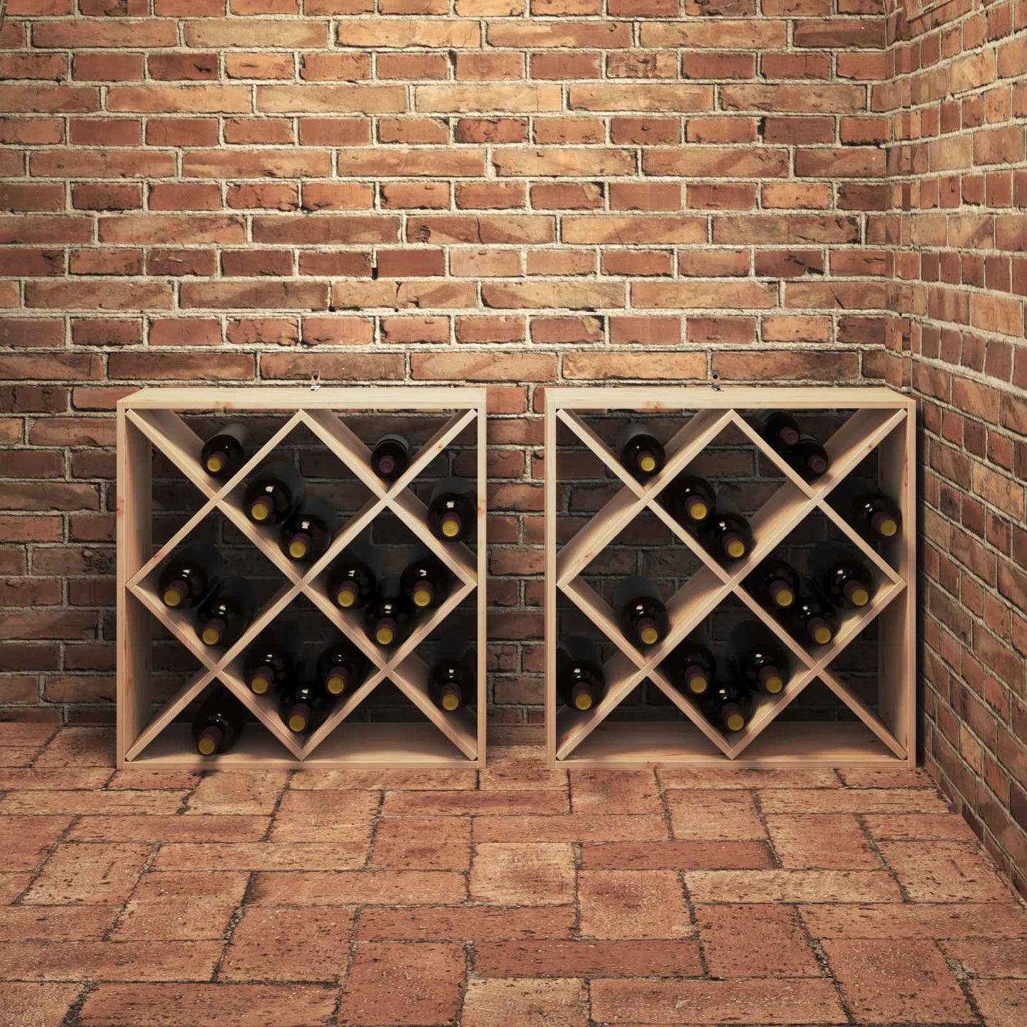 Wijnrek 2 pcs Naturel 62 x 25 x 62 cm Massief grenenhout