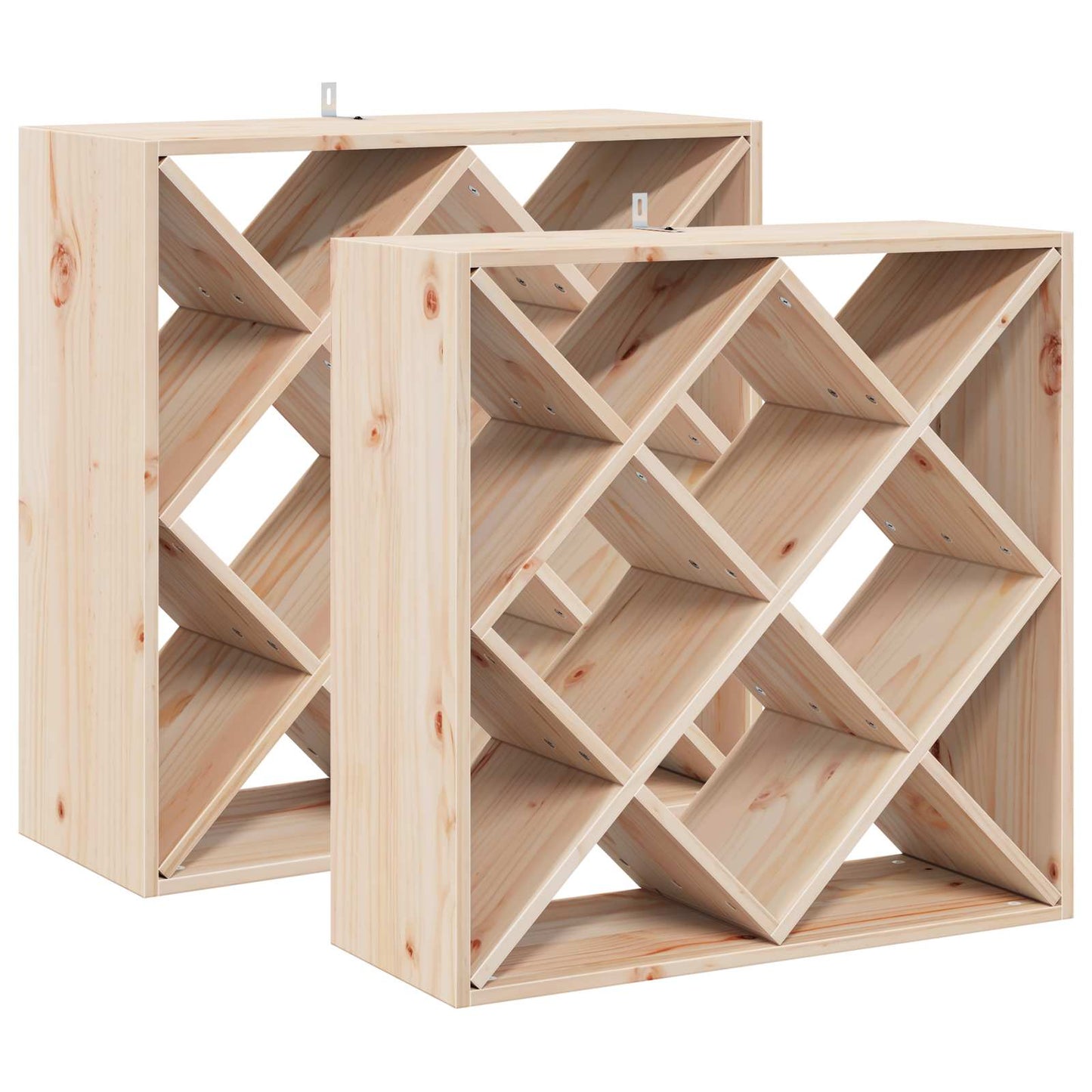 Wijnrek 2 pcs Naturel 62 x 25 x 62 cm Massief grenenhout
