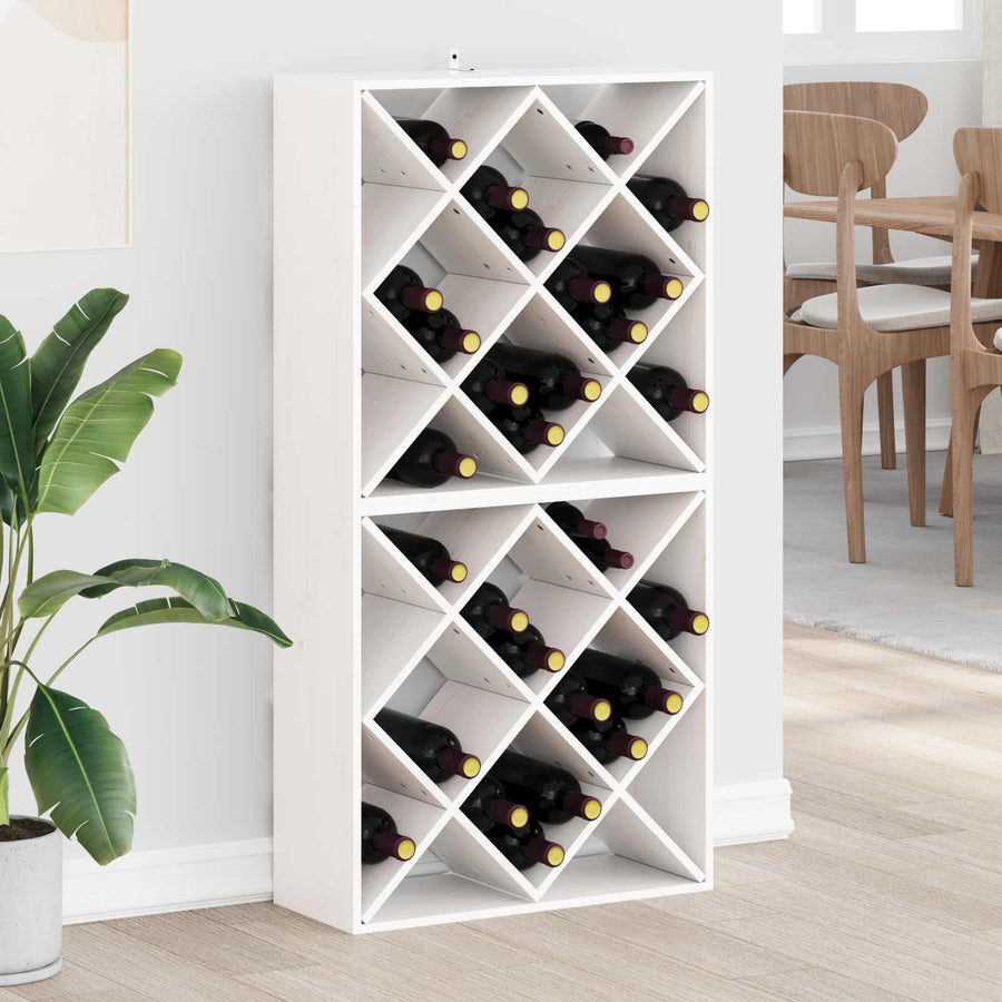 Wijnrek 2 pcs Wit 62 x 25 x 62 cm Massief grenenhout