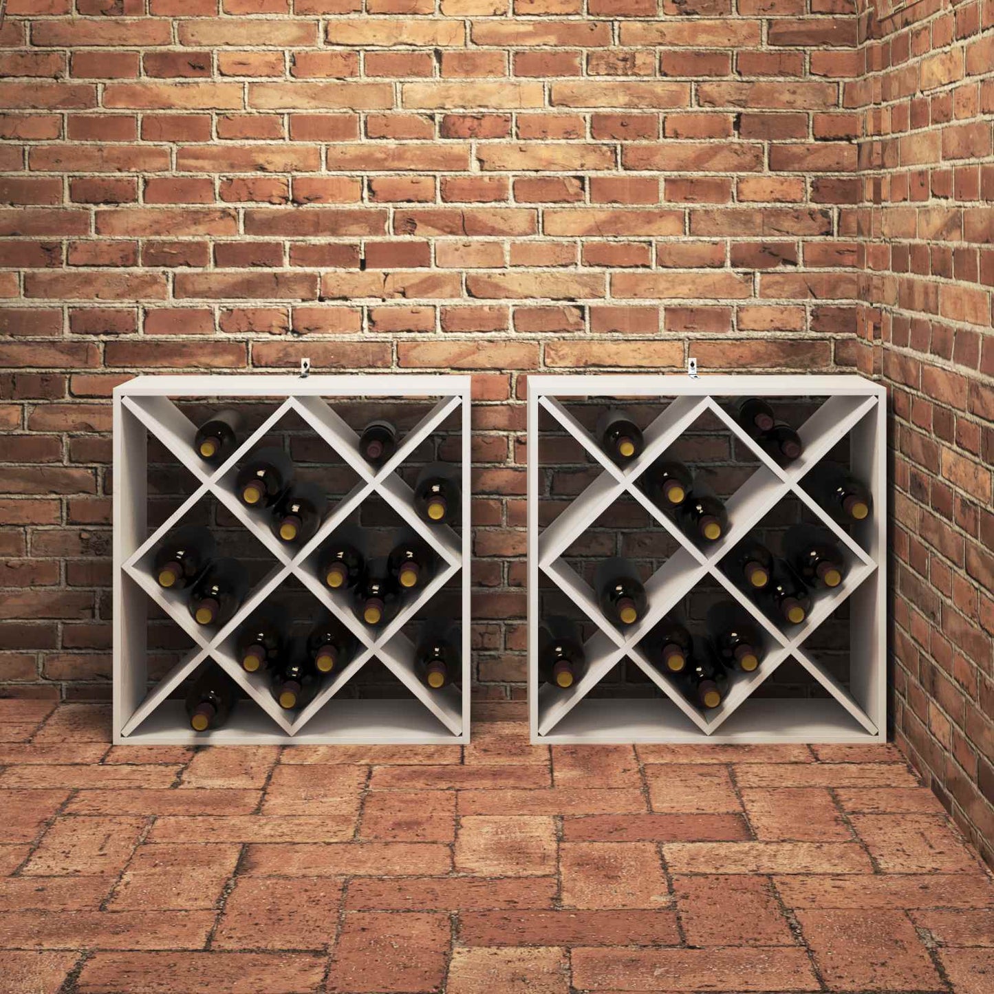Wijnrek 2 pcs Wit 62 x 25 x 62 cm Massief grenenhout