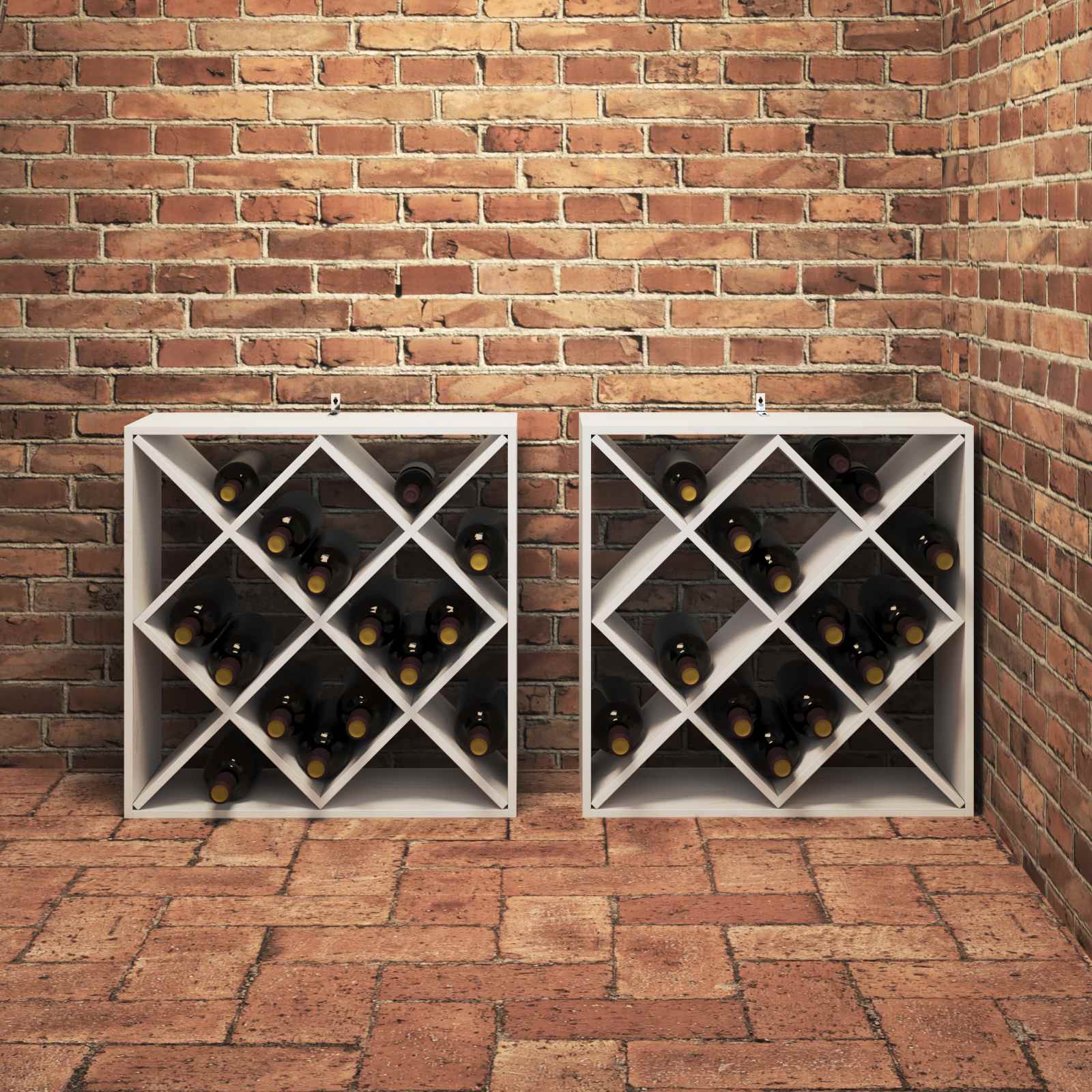 Wijnrek 2 pcs Wit 62 x 25 x 62 cm Massief grenenhout