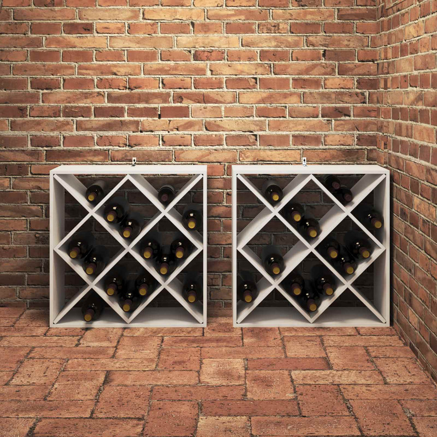 Wijnrek 2 pcs Wit 62 x 25 x 62 cm Massief grenenhout