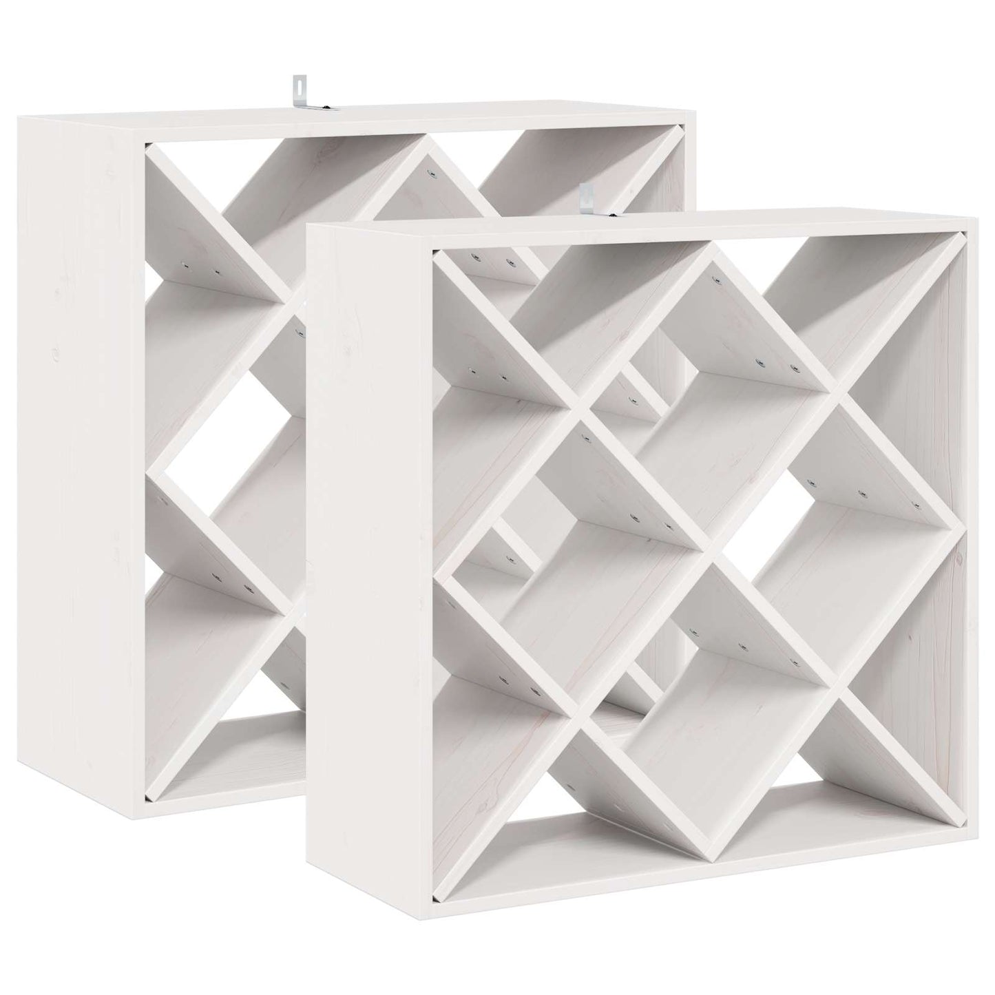 Wijnrek 2 pcs Wit 62 x 25 x 62 cm Massief grenenhout