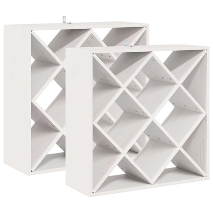 Wijnrek 2 pcs Wit 62 x 25 x 62 cm Massief grenenhout