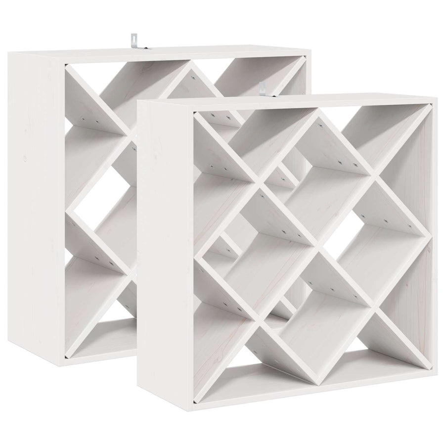 Wijnrek 2 pcs Wit 62 x 25 x 62 cm Massief grenenhout