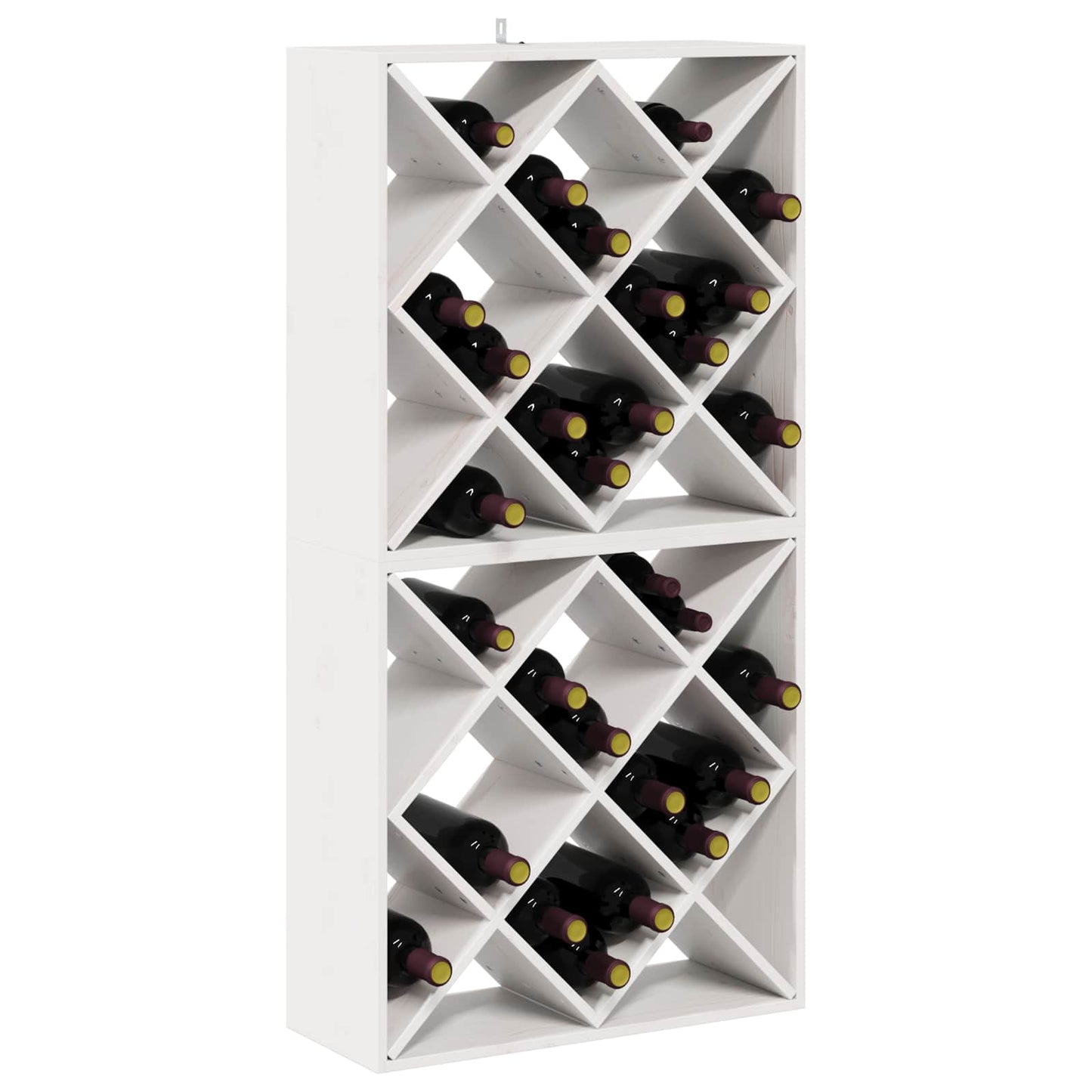 Wijnrek 2 pcs Wit 62 x 25 x 62 cm Massief grenenhout