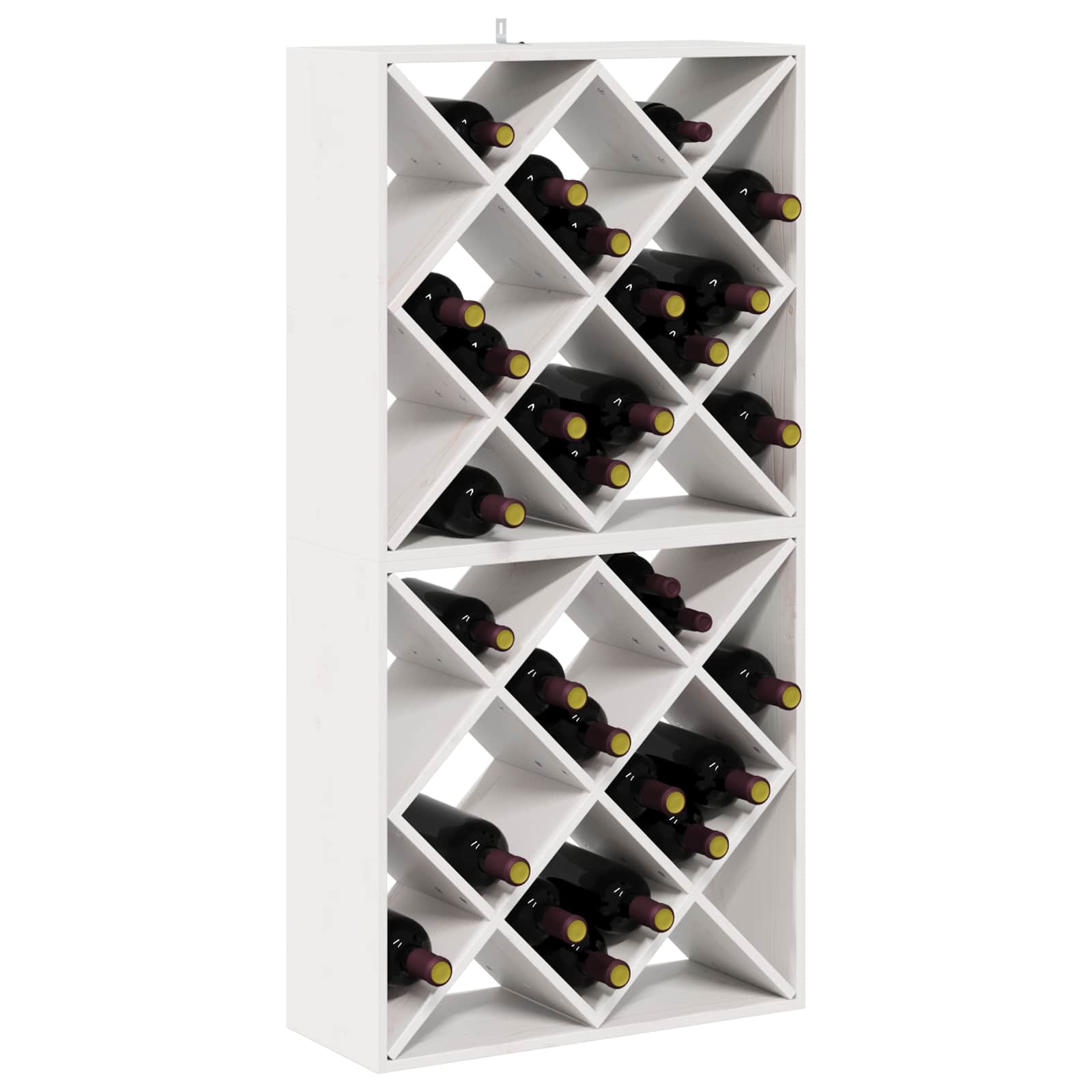 Wijnrek 2 pcs Wit 62 x 25 x 62 cm Massief grenenhout