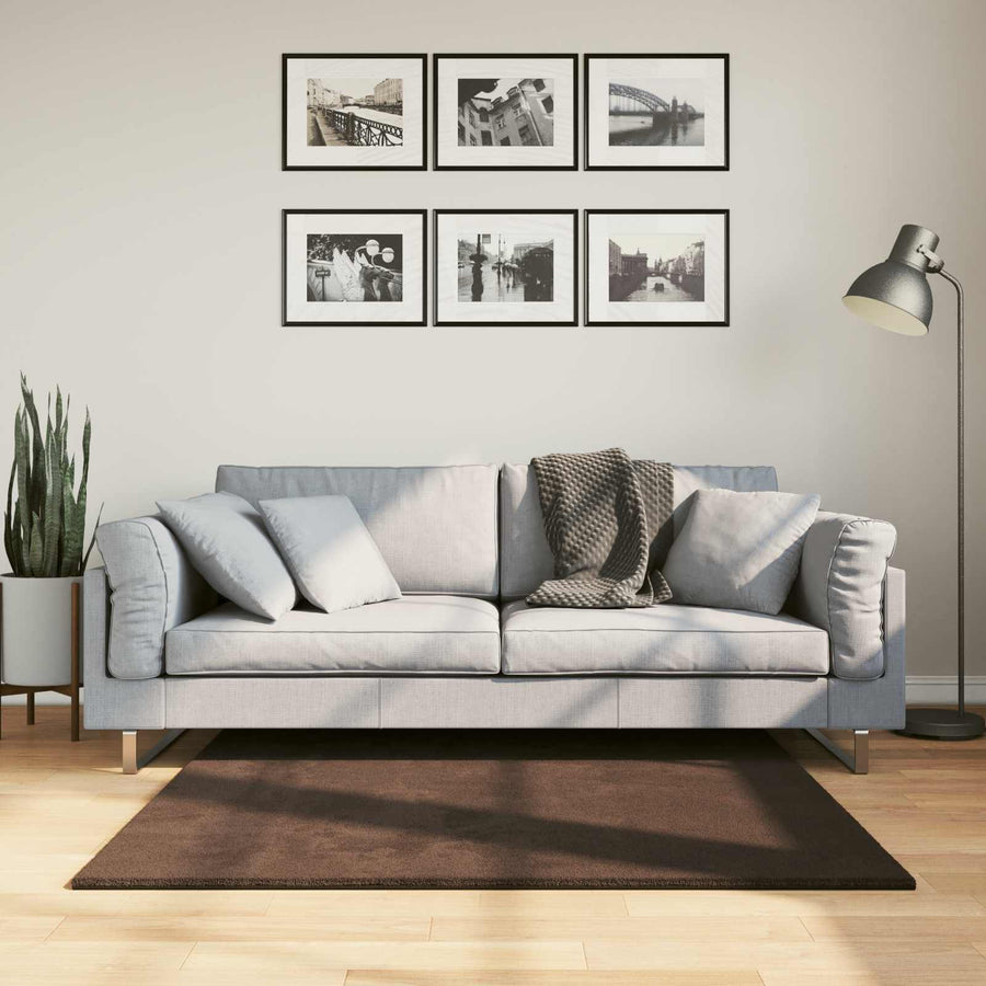 Vloerkleden Vierkant HUARTE Bruin 120 x 120 cm Polyester