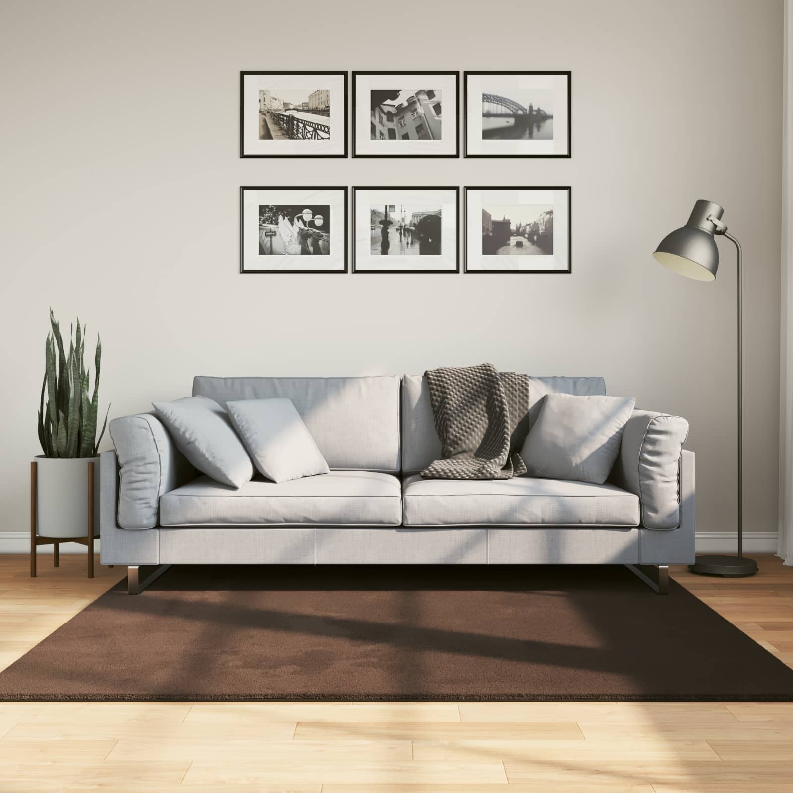 Vloerkleden Vierkant HUARTE Bruin 160 x 160 cm Polyester
