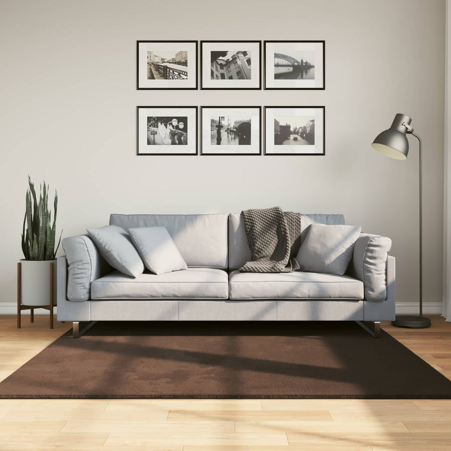 Vloerkleden Vierkant HUARTE Bruin 160 x 160 cm Polyester